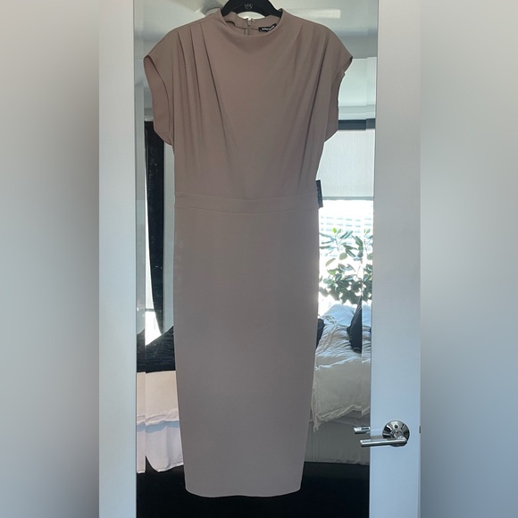 Express Draped Nock Neck Midi Sheath Dress - Picture 1 of 8